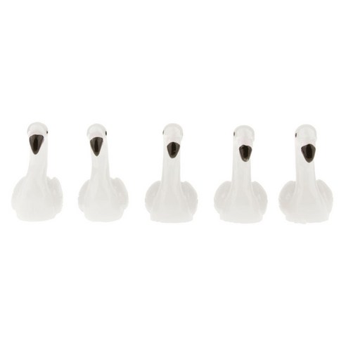 미니 수지 플라밍고 입상 인형 집 요정 정원 분재 장식 DIY의 5pcs, 화이트, 3x2.9cm