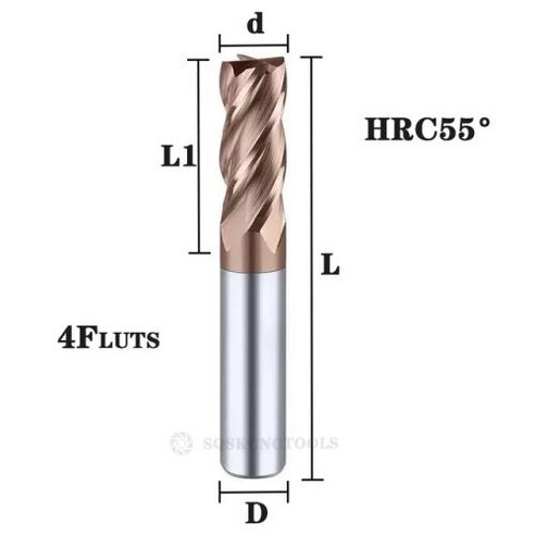 카바이드드릴비트 밀링커터 드릴날비트 카바이드 반경 엔드 커터 밀 알루미늄 CNC 밀링 금속 텅스텐강 마칭 엔드밀, 129) d9x10Dx23x75L - 3FHRC55