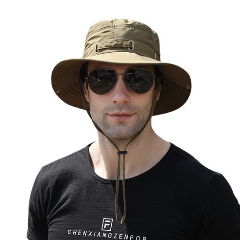 남자의 야외 태양 모자 통기성 분지 모자 등산 승마 어부 모자 낚시 태양 보호 태양 모자, 블랙