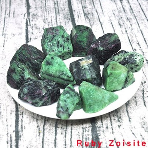 천연 루비 Zoisite 원시 석재 광물 표본 대량 치석 돌 치유 석영 크리스탈 Reiki 보석 컬렉션 도매, {"크기":"50g"}, Ruby Zoisite