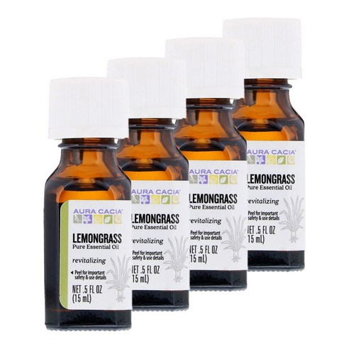 아우라카시아 퓨어 에센셜 오일 리바이탈라이징 레몬그라스, 15ml, 4개