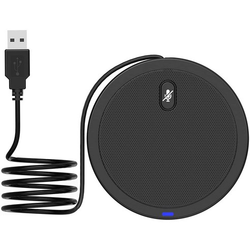 노 브랜드 USB 회의용 마이크 360도 무지향성 콘덴서 화상 회의 게임 채팅용 음소거 플러그 포함, 컴퓨터 마이크