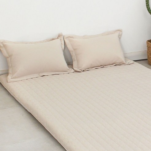 사계절용 고밀도 알러지케어 누빔 요매트 – 아르떼베딩 요커버 및 솜 포함, 미끄럼 방지 처리, 프렌치 진그레이 색상 세사요솜