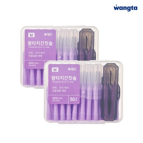 왕타 치간칫솔 5종 중 선택(0.6mm~1.2mm), 50개입, 2개, 05.왕타 치간칫솔 M 100P(1.2mm)