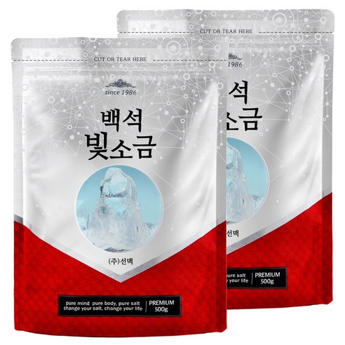 선맥 백석 빛소금 용융소금 반찬소금, 500g, 2개
