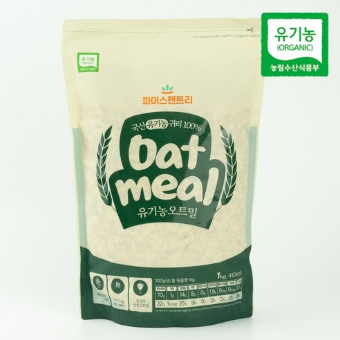 파머스팬트리 국산 유기농 오트밀 국산 귀리 100%, 1kg, 1개