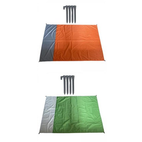 캠핑 하이킹을위한 2Pcs 접이식 캠핑 매트 매트리스, 오렌지 그린, 폴리에스터