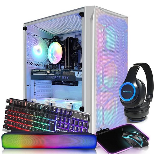 STGAubron 게이밍 데스크탑 PC 인텔 코어 i7-6700 최대 4.0G 32G DDR4 2T SSD RTX 3060 Ti 8G GDDR6 600M WiFi BT 5.