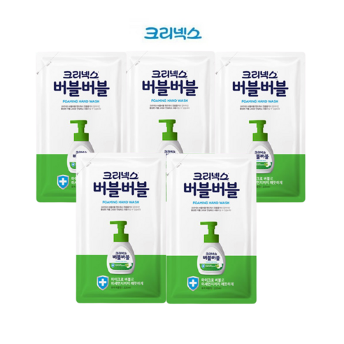 크리넥스 버블버블 핸드워시 퓨어애플 리필, 200ml, 5개