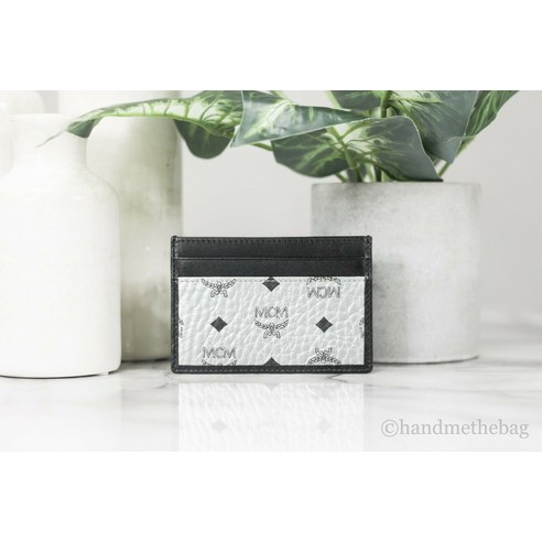 325881 MCM 엠씨엠 Visetos 미니 가죽 Berlin 실버 메탈릭 Diamond 카드 케이스 지갑