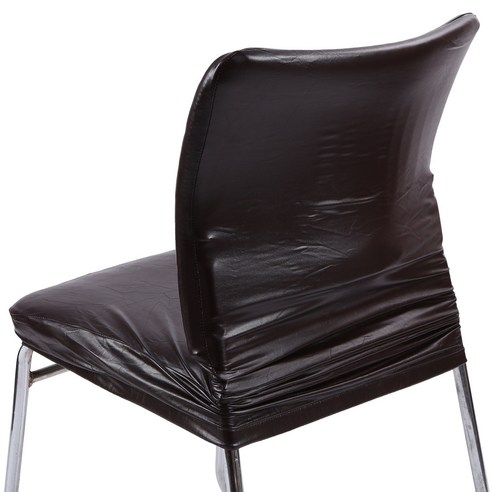 의자 커버 식사 솔리드 PU 가죽 방수 및 홈 장식 브라운에 대한 의자 커버 커버 식사 내유 스트레치, 하나, 보여진 바와 같이