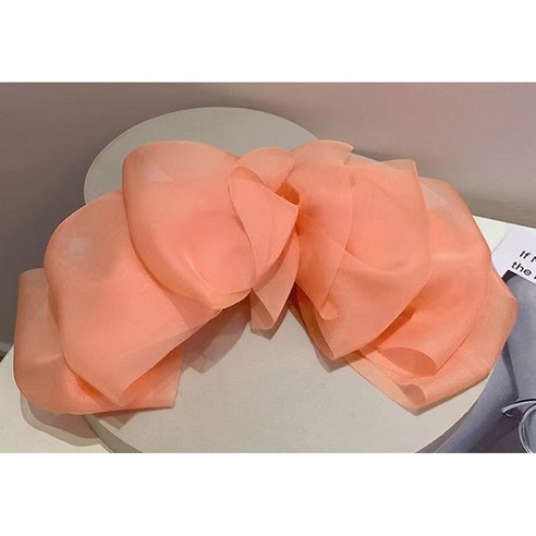 오로라 고급 쉬폰 빅사이즈 왕리본 자동 헤어핀