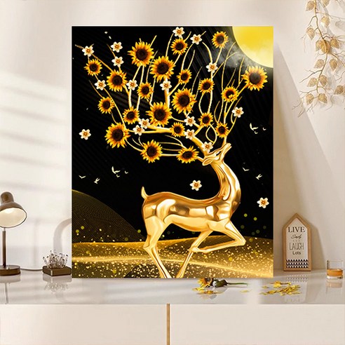 액자 캔버스형 보석십자수 DIY 키트 40 x 50 cm, SZX044.해바라기무스