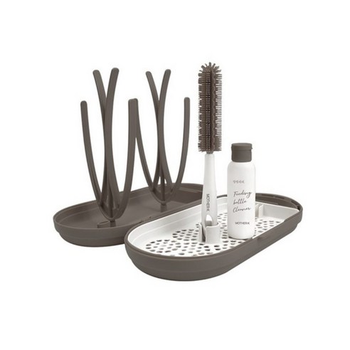 마더케이 휴대용 젖병 건조대 세트, 브라운