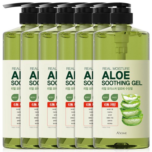 ASOME 리얼 모이스처 알로에 수딩젤 99%, 1000ml, 6개