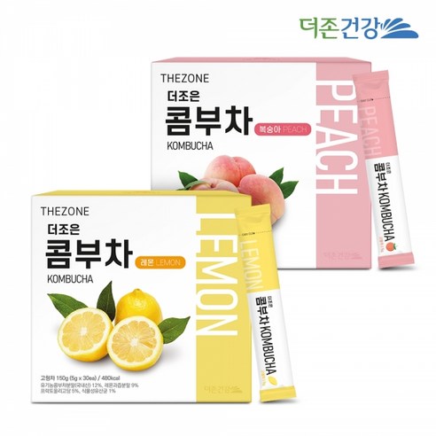 더존건강 더조은 콤부차 복숭아 30포 레몬 1박스 + 복숭아 1박스, 2박스
