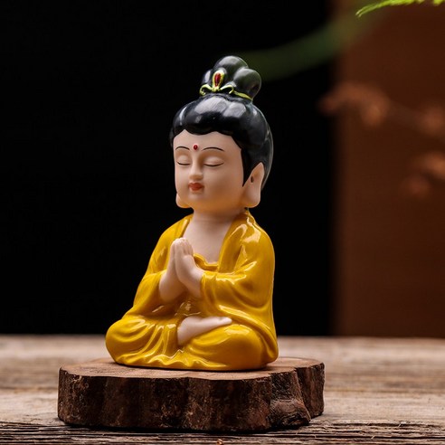 부티크 수제 세라믹 부처님 동상 Pingan 부처님 중국어 스타일 복도 Geomancy 공예 선 장식품 자동차 장식품, 하나, 색깔3