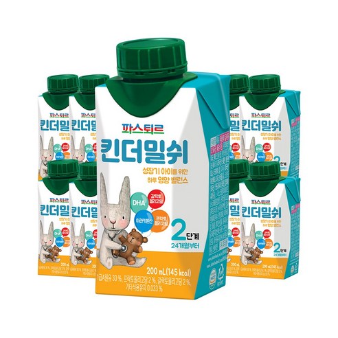 파스퇴르 킨더밀쉬 액상분유 2단계 200ml, 18개