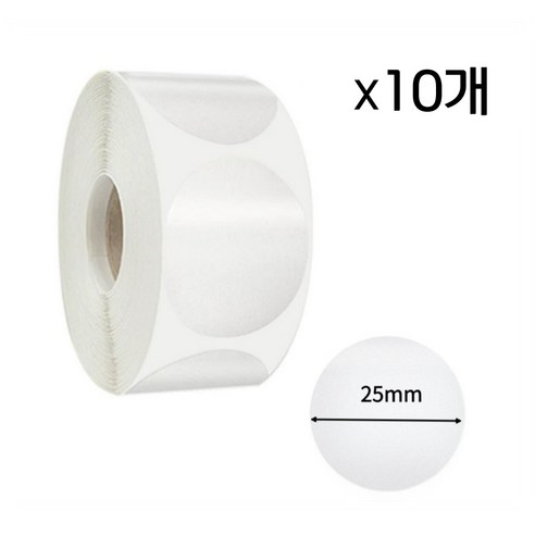 빅쓰리몰 원형 라벨 방수 봉인 포장용 실링 롤 스티커, 10개, 투명 원형 스티커 25mm 500p