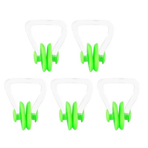 5pcs 수영 수영 코 클립 실리콘 부드러운 미끄럼 방지 코 플러그 보호대, 4cm, 녹색