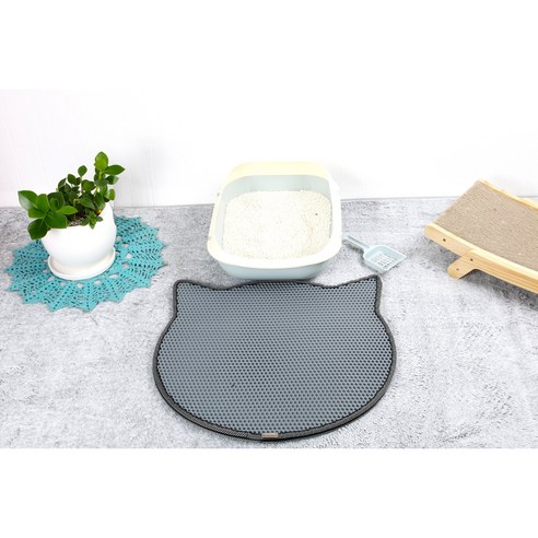 슈네트 고양이 사막화방지 화장실 매트 벌집모양 모래매트 국내제작, 58*60 cm 얼굴모양매트, 그레이