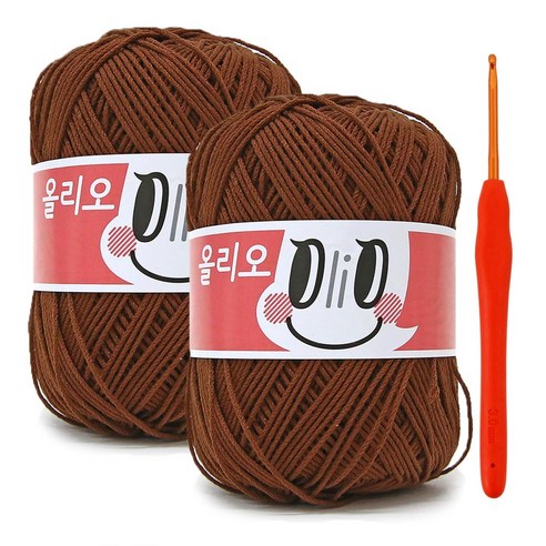올리오실(70g)x2볼+코바늘 5/0호(3.0mm), 718_브라운