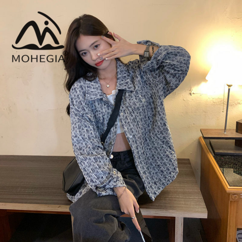 MOHEGIA 봄 코트 여성 패션 새로운 느슨한 탑
