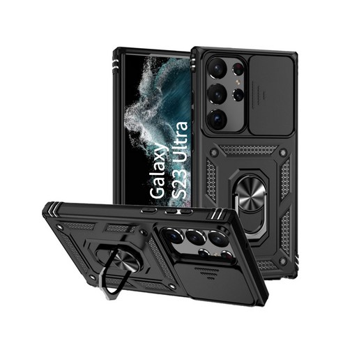 갤럭시 S23울트라 슬라이드 카메라 렌즈 보호 핑거홀더 킥스탠드 케이스: 스타일과 기능성의 완벽한 조화