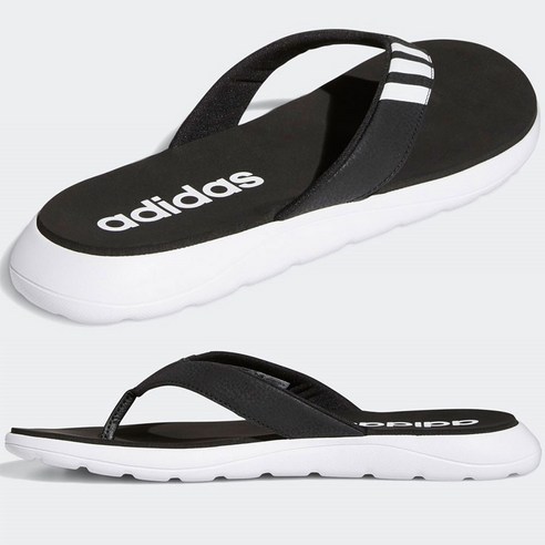 아디다스 adidas 컴포트 플립플랍 쪼리 슬리퍼_블랙 화이트 + 마스크