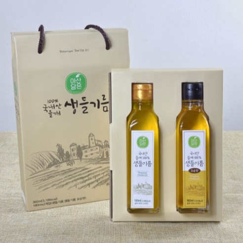 [농부참앤들] 국산들깨로 짠 국산 생들기름 set, 2개, 180ml
