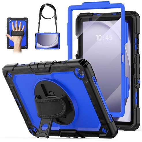 WEGLS for Samsung Galaxy Tab A9+A9 Plus 5G Tablet Case 11 with Screen Protector 360 Rotating Hand, 블루/블랙