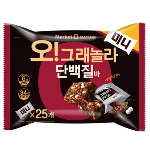 오리온 오 그래놀라 단백질바 미니 25p, 312g, 1개