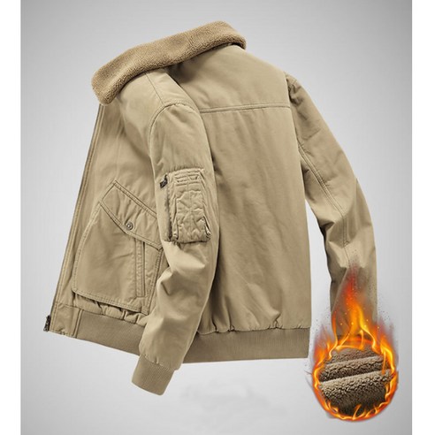 따뜻한 양털 안감과 튼튼한 소재로 겨울 캠핑과 낚시에 적합한 차쿠 남성 겨울 항공점퍼