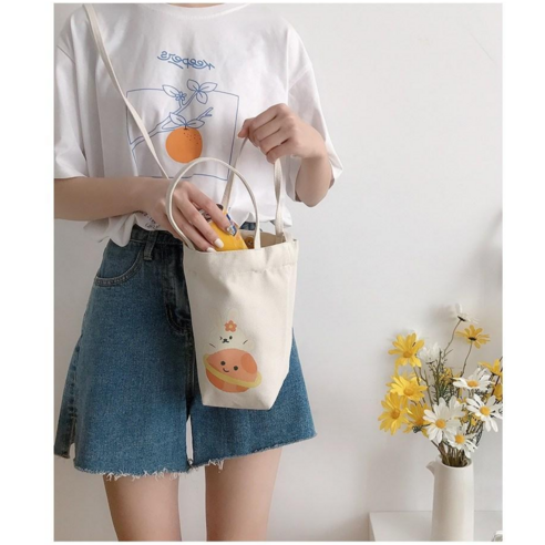 루엘코 텀블러백 드링크백 캔버스 파우치 물병 가방, 귀염토끼, 1개