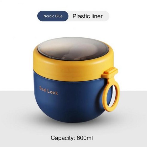 전자레인지 가열 절연 수프 보온 용기 식품 마시는 컵 귀여운 모양 과열 방지 낙하 단열 1 개, blue plastic+600ML+AS show