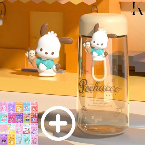 산리오 에메랄드 트라이탄 물통 350ml 시나모롤 어린이보틀+스티커 어린이집 소풍 체험학습, 포차코, 1개