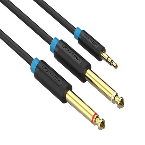 GHSHOP 남성 오디오 케이블 검정에 두 배 6.5mm 잭 접합기 남성에 3.5mm 잭 플러그, 0.5 미터, PVC, 블랙