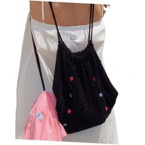 バックパック・リュック RONRON RASPBERRY STRING KNIT BAG BLACK RR24BBG3579BK 人気☆24SS新作【RonRon】RASPBERRY STRING KNIT BAG◇送料込