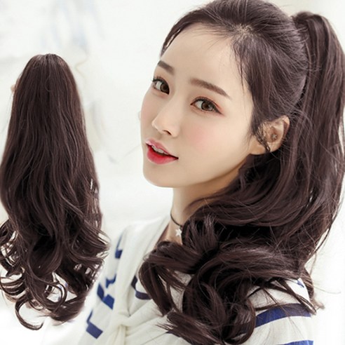 가발위드 긴머리 웨이브 부분가발 집게가발 포니테일 스위피, 1개, 초콜릿브라운