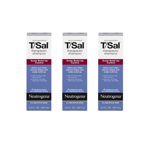 뉴트로지나 T 살 테라퓨틱 샴푸 두피 빌드-업 컨트롤, 3개, 133ml