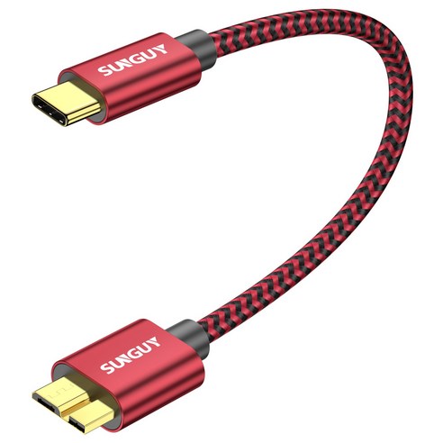SUNGUY USB C타입 to 마이크로B 외장하드 케이블 10Gbps, 1개, 레드, 0.3m