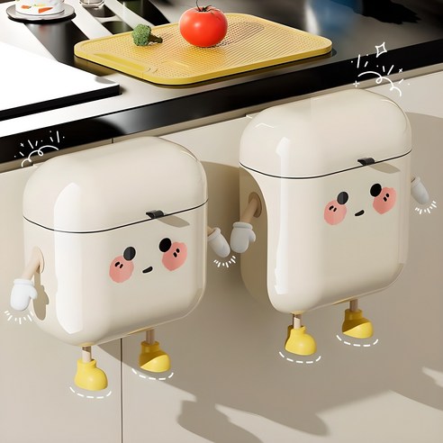 마켓플러스 에랄도 주방 벽걸이형 쓰레기통(부끄), 베이지