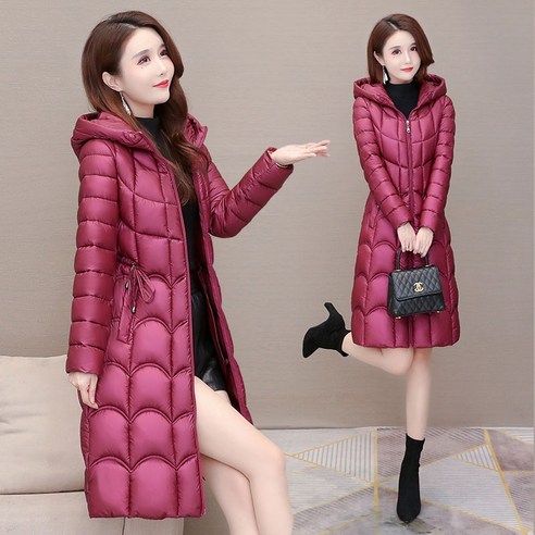 여성 면화 패딩 재킷 겨울 새로운 서양식 느슨한 따뜻한 중간 길이 밝은 후드 코튼 패딩 자켓