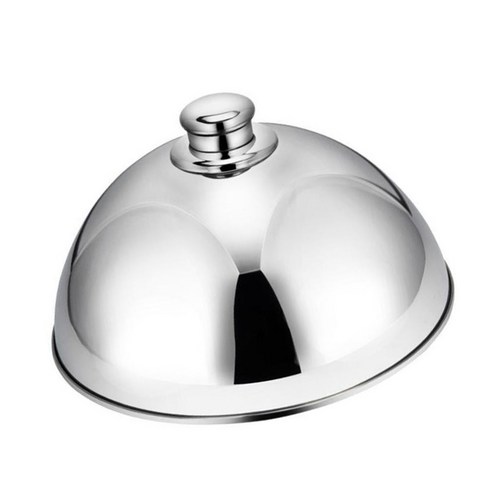 CY SHOP 돔형 커버 접시와 스테인레스 스틸 식품 커버 Cloche 플레이트, 실버 큰