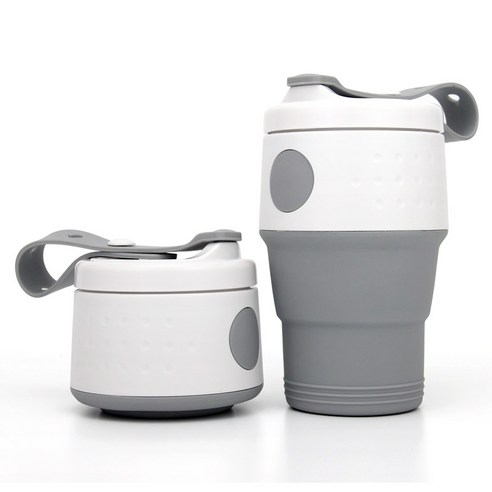 ANKRIC 예쁜머그잔 찻잔 야외 스포츠 텔레스코픽 컵 실리콘 접이식 커피 컵 물 컵 여행 캐주얼 컵 압축 컵, 회색