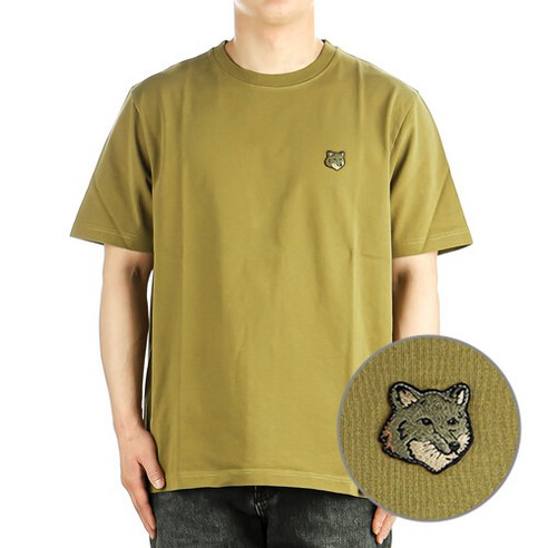 메종키츠네 24SS 남성 볼드 폭스 헤드 반팔 티셔츠 (MM00127KJ0118 KHAKI GREEN)