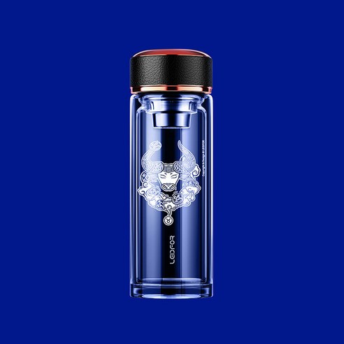 Redf 더블 레이어 유리 인쇄 차 컵 물 컵 [원래 저작권 암], 토러스, 500Ml