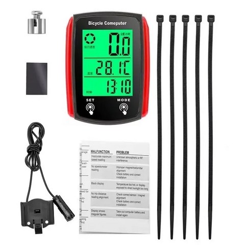 자전거 발광 스톱워치 로드 산악자전거 터치스크린 속도계 CNC 유선 영어 버전 주행 거리계 바이크 자전거용, [02] 빨간, 1개