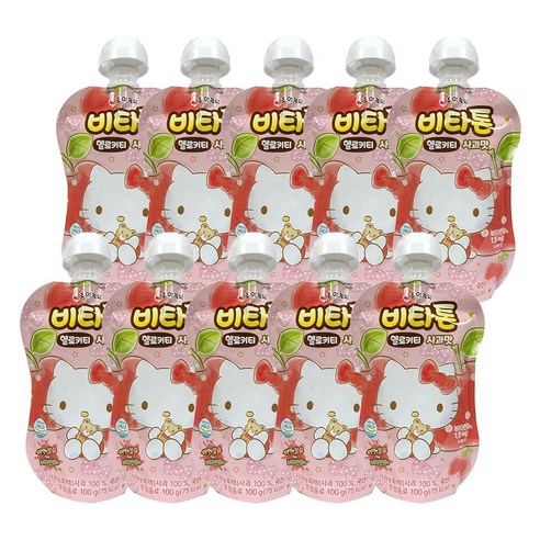 해호 비타톤 산리오 헬로키티 사과맛 음료수 100mg, 10개, 100g, 10개