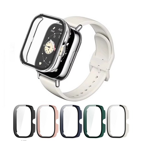 SKENOS 샤오미 레드미워치 강화유리보호필름 보호케이스 RedmiWatch5, 블랙, 1개